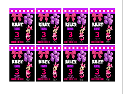 Minnie Mouse ID Badges - VIP Party Badge, All Access Birthday Party Favor, Self-Editing | D.I.Y. Editable Text INSTANT Download Printable