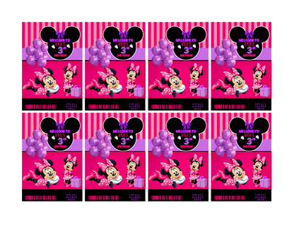 Minnie Mouse ID Badges - VIP Party Badge, All Access Birthday Party Favor, Self-Editing | D.I.Y. Editable Text INSTANT Download Printable