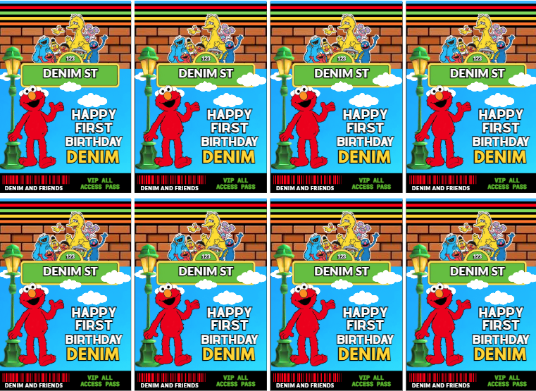 Sesame St ID Badges - VIP Party Badge, All Access Birthday Party Favor, Self-Editing | D.I.Y. Editable Text INSTANT Download Printable