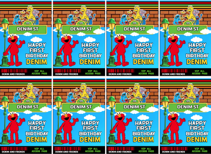 Sesame St ID Badges - VIP Party Badge, All Access Birthday Party Favor, Self-Editing | D.I.Y. Editable Text INSTANT Download Printable