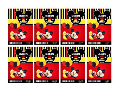 Mickey Mouse ID Badges - VIP Party Badge, All Access Birthday Party Favor, Self-Editing | D.I.Y. Editable Text INSTANT Download Printable