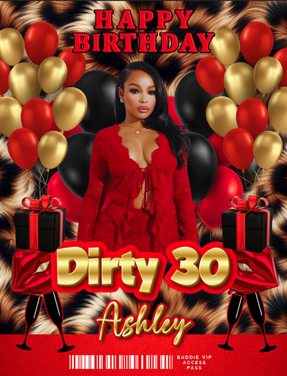 Cheetah Print/Red Birthday VIP/ID BADGE Party Favor, Self-Editing | D.I.Y. Editable Text INSTANT Download Printable